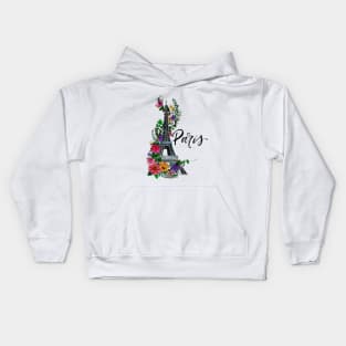 Floral Eiffel Tower Kids Hoodie